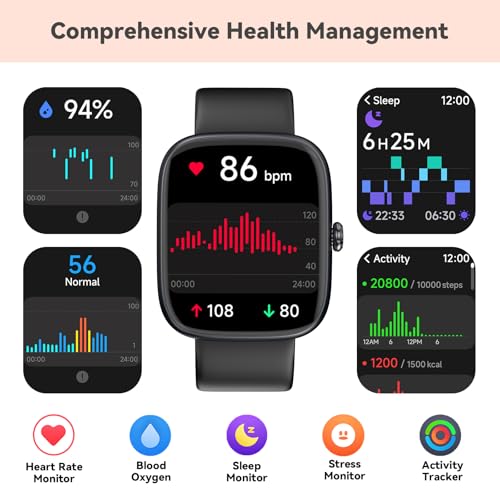Senior Friendly Fitness Tracker, No App No Phone Required, 1.83'' Display Black