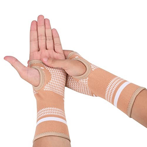 Copper Wrist Compression Sleeves, Support Brace for Arthritis, Tendonitis, Sprains, Workout - Comfortable and Breathable Wrist Support for Women and Men - 2Pack Small(2Pack) Yellow