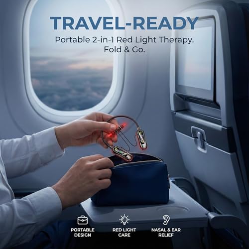 2-in-1 Red Light Therapy Device for Nose & Ears, Red Light Therapy for Ear Relief, Infrared Nasal Therapy Device, Neck Hanging Earbuds, Portable, Light-weight