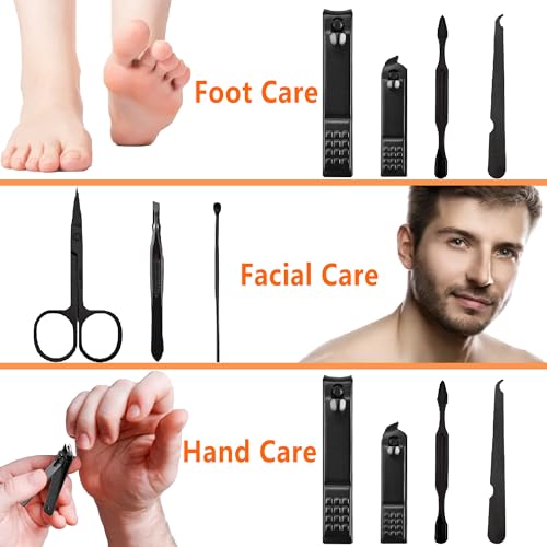Manicure Set Men Nail Clipper Set Personal Care Nail Grooming Kits Travel Nail Care Set Manicure Tools Fenlebeneil Nail Clippers Pedicure Kit Basic Nail Care Tools Gift for Men Women Small-8Pcs Black-orange