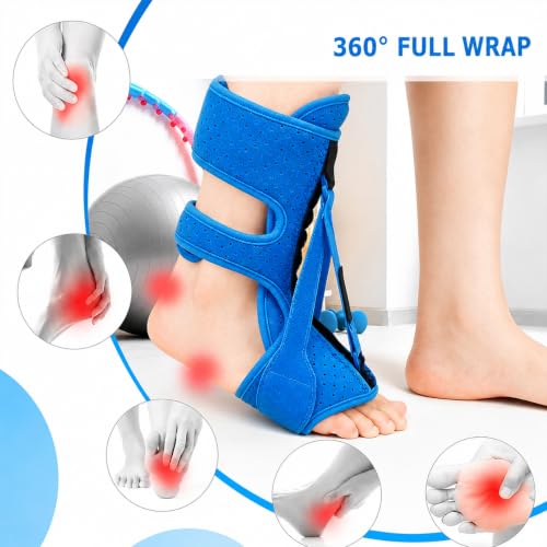 Plantar Fasciitis Night Splint, Foot Drop Brace, Adjustable Dorsiflexion, Breathable Memory Foam Men Women (Purple) Purple