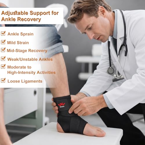 Vinaco Ankle Brace, 2 Pack Ankle Support for Sprained Ankle, Men & Women Small Classic Black