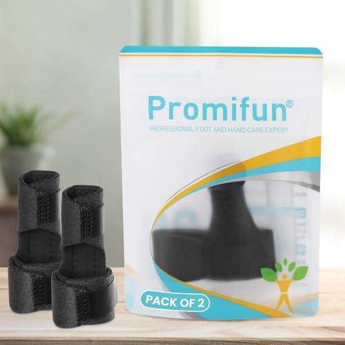 Promifun Finger Braces, 2 Pack Trigger Finger Splints for Straightening, Mallet Finger and Broken Finger, Finger Straighteners Provide Support and Relieve Pain - Black