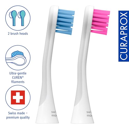 Curaprox Hydrosonic Brush Heads Rainbow Sensitive Duo – for Gentle Gum Care & Effective Cleaning | Blue/Pink, 2-Pack | Compatible with All Curaprox Sonic Models | Swiss Made