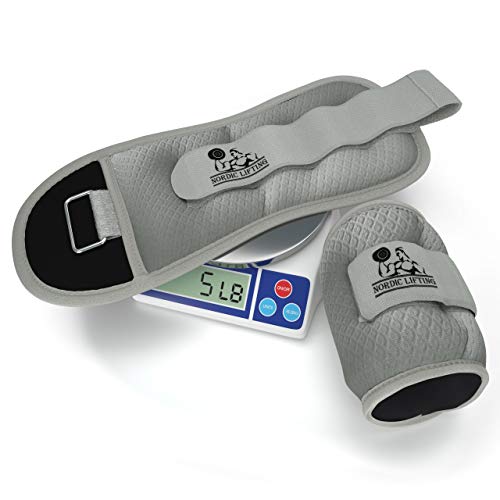 Nordic Lifting Elbow Compression Sleeves (1 Pair) Medium and Ankle/Wrist Weights (1 Pair, Two 1 lbs) Sleek Grey