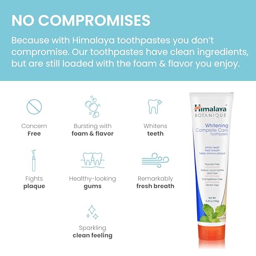 Himalaya Botanique Complete Care Whitening (Peppermint) & Kids Toothpaste Variety Pack, 5.29oz (Pack of 2) & 4oz (Pack of 3)