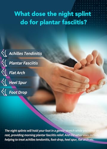 Plantar Fasciitis Night Splint with Massage Ball for Plantar Fasciitis Relief, Comfortable Plantar Fasciitis Brace for Achilles Tendonitis Heal Spur Foot-drop Flat-arch, Free Size for Men and Women - Black, 1 Pack Black-1 Pack