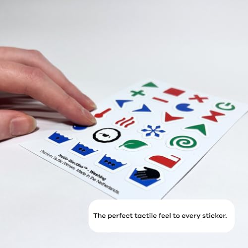 24 Tactile Stickers for Washing Machine & Dryer - Marking Aid for Blind & Visually Impaired - Water & Steam Resistant - Unique Laundry Symbols - Premium Quality