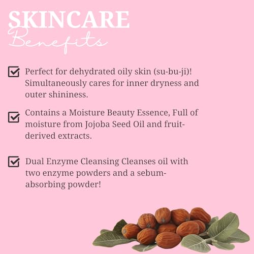 Japanese Powder Face Wash 0.4g 32pcs 1pack - Gentle Exfoliating Enzyme Cleanser for Smooth, Even skin tone - Travel-Friendly & Hygienic - Moisturizing Rice Powder Cleanser - Pink Pink 0.4g 32pcs 1