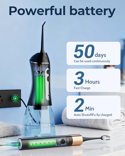 Electric Toothbrush with Water Flosser for Teeth, Sonic Electric Toothbrush and Electric Floss for Adults and Kids, Water Dental Picks, Cleaning and Flossing Dental Care, Waterproof Blacks