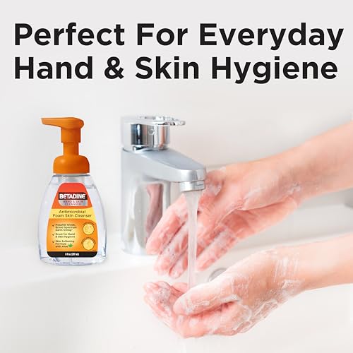 Betadine Antiseptic Cleansing Foam Pump, 8oz, Antibacterial Body Wash