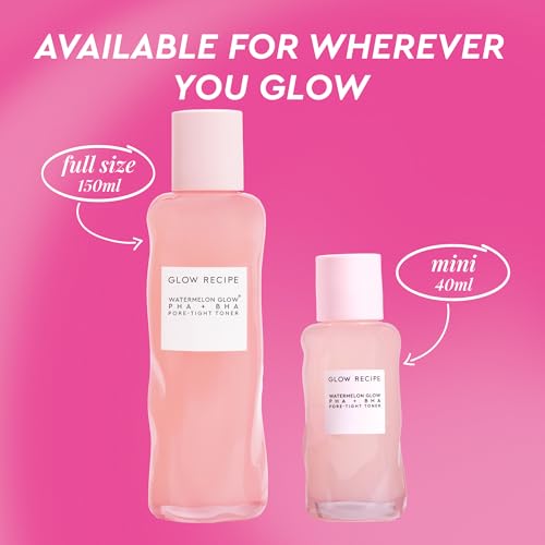 Glow Recipe PHA + BHA Face Toner, Korean Exfoliating Toner for Pores, Gentle Chemical Exfoliant + Hydrating Toner, Watermelon, Cactus Water + Glycerin (40ml) 1.35 Fl Oz (Pack of 1) Travel Size