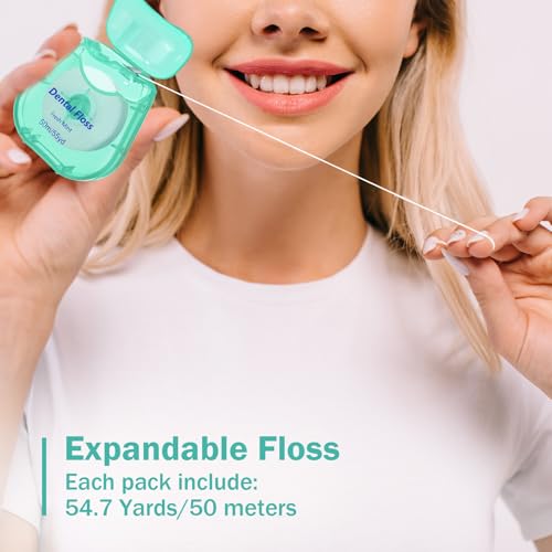 Mimorou 48 Pack Mini Dental Floss Bulk Mint Green Travel Dental Floss