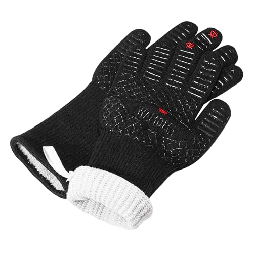 Long Heat Resistant BBQ Gloves - 1472°F Heat Proof Internal Cotton Lining, Non-Slip Silicone Grilling Gloves for Meat Handling, Barbeque, Cooking, XL Oven Gloves with Long Sleeve X-Large