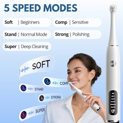 Electric Tooth Polisher with 6 Brush Heads Teeth Cleaning Tools