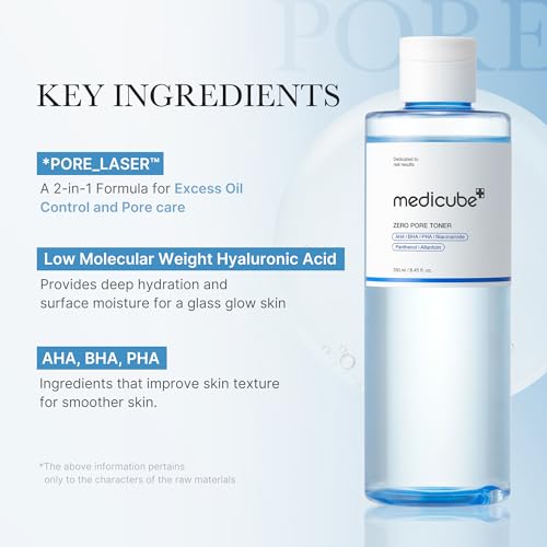 medicube Zero Pore Exfoliating & Hydrating Toner 8.45 Fl Oz (Pack of 1)