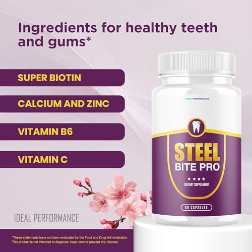 IDEAL PERFORMANCE (3 Pack) Steel Bite Pro Teeth Supplement for Teeth and Gum Repair Dental (180 Capsules)