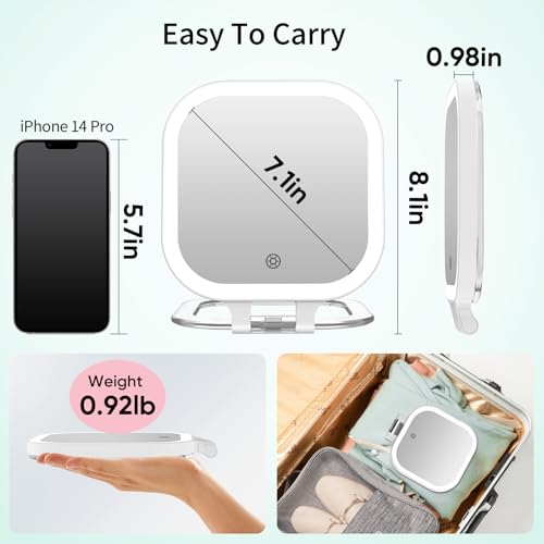 FASCINATE 7" Rechargeable Travel Makeup Mirror 30X Magnification (White) 7" White a