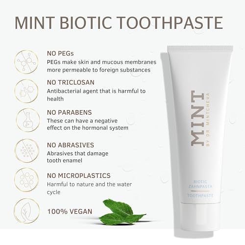 Mint Biotic Toothpaste (85ml) – Antibacterial Toothpaste with Maximum Cleaning Power – Fluoride-Free and Titanium Dioxide-Free – for Healthy & Well-Maintained Oral Hygiene
