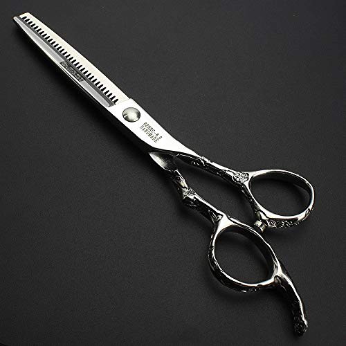 6/7/8-Inch Professional Hair Scissors Haircut Rose Pattern Hair Scissors Styling Tools Japanese Stainless Steel Scissor Set (6-in thinning scissors) 6-inch Thinning Scissors