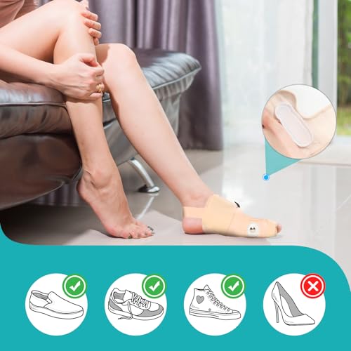 Promifun Bunion Corrector for Women & Men - 1 Pair Adjustable Toe Splint for Broken Toe - Pain Relief Support Brace & Straightener with Non-Slip Strap(Beige) Beige
