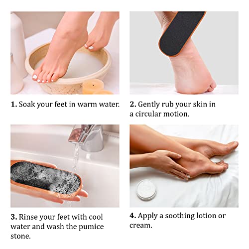 Pumice Stone Foot File - Wooden Pedicure Feet Scrubber with Handle for Callus, Dry, and Dead Skin Removal - Heel Scraper for Feet, Hands, and Body - Foot Filer for Use in Shower Brown 1 Count (Pack of 1)