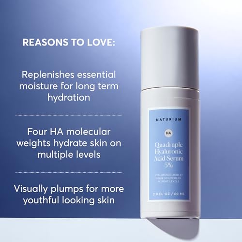 Naturium Quadruple Hyaluronic Acid Serum 5% Jumbo, Hydrating & Plumping Face Serum, Anti-Aging & Moisturizing Skin Care, Fragrance-Free, 2 oz 2 Fl Oz (Pack of 1)