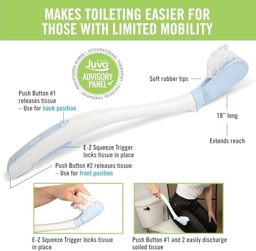 Juvo Toilet Aid (Pack of 2) - Personal Bottom Wiping Tool, Bathroom Mobility Aid for Disabled, Elderly, and Surgery Recovery - 18" Long Wand with Hygienic Cover Original Toilet Aid (Pack of 2)