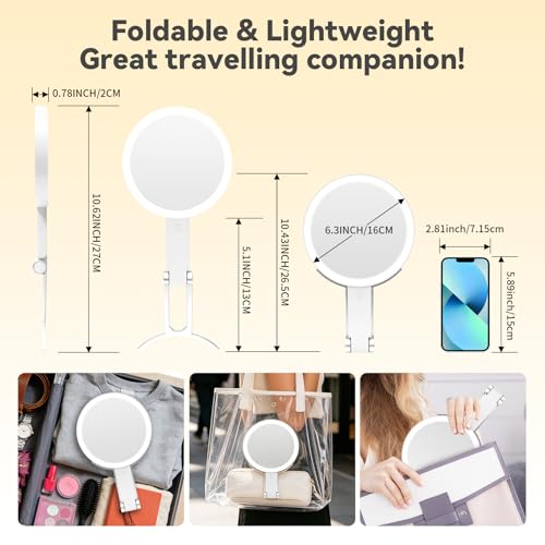 Travel Makeup Mirror with Lights, Rechargeable 30X/1X Magnifying Mirror White 5"L x 3"W