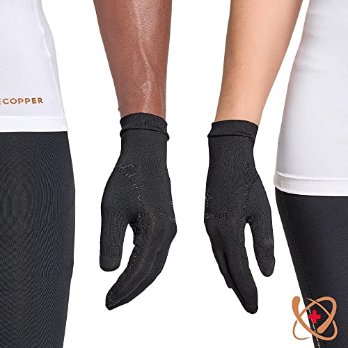 Tommie Copper Core Compression Infrared Full Finger Gloves| Non-Slip, Touchscreen Compatible, Warming Gloves for Stiffness Medium