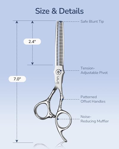 ULG Professional Hair Thinning Scissors 6.5" Japanese Stainless Steel Hand-Honed Salon Barber Scissors for Stylist & Home Use, Texturizing Shears, Ergonomic Design with Patterned Handles