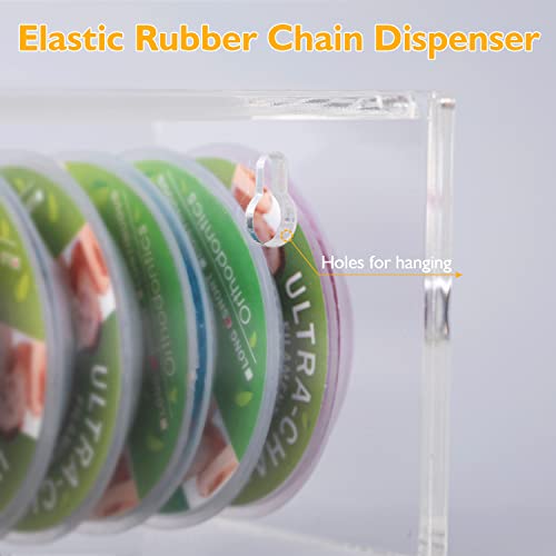 Power Chain Organizer Case - Dental Orthodontic Elastic Rubber Chain Dispenser Orthodontic Braces Rubber Band Acrylic Holder with Lid