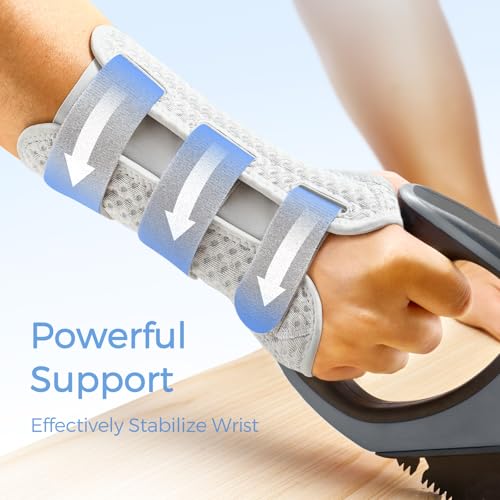 FREETOO Reversible Carpal Tunnel Wrist Brace Night Support Left Right Hand Grey Fit both hands-M