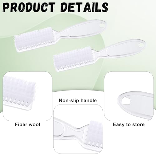 5pcs Nail Brush Fingernail Cleaner Handle Grip Nail Brush Scrub Cleaning Brushes Manicure Tools Kit for Toes and Nails Women Men, Pedicure Nails Scrubber (Clear)