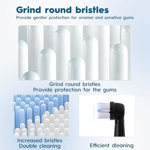 Replacement Heads Compatible with Oral B iO 3 4 5 6 7 8 9 10 Series Electric Toothbrush,Toothbrush Heads Compatible with Braun Oral B iO Replacement Heads with Medium Bristles,Black Black 8 Count (Pack of 1)