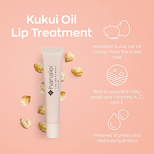 Hanalei Sugar Lip Scrub and Lip Treatment (Clear) Bundle-, Made with Raw Cane Sugar and Real Hawaiian Kukui Nut Oil (Cruelty free, Paraben free)