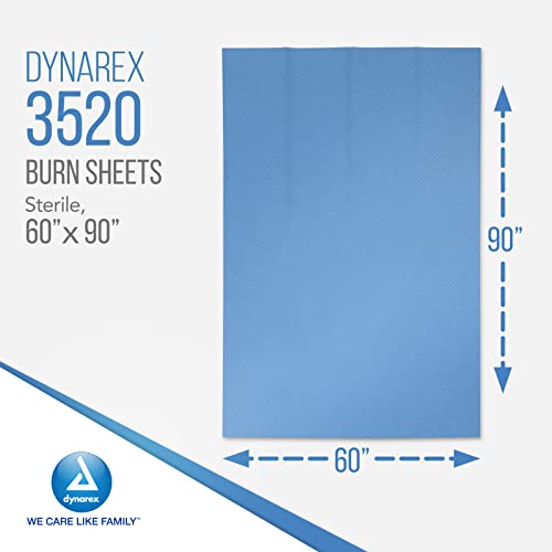 Dynarex Burn Sheet - Sterile, Safely Cover Burn Victims to Prevent Further Injury Until Treated by Medical Professionals, Blue, 60” x 90”- 1 Case of 12 Burn Sheets