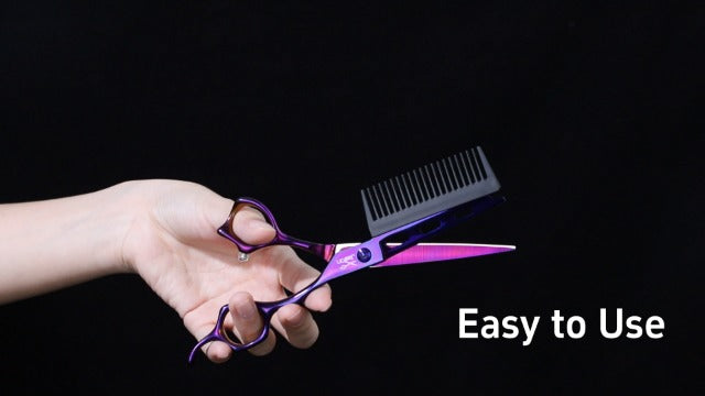 JASON Hair Cutting Scissors Shears- 6" 2 in 1 With Detachable Comb Purple 6 inches - 2-in-1 with Comb (Purple)