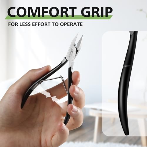 BALUCA Toenail Clippers Straight Blade for Thick Toenails and Ingrown Nails, Professional Stainless Steel Fingernail Toenail Clippers Trimmers for Seniors, Men and Adult - Black