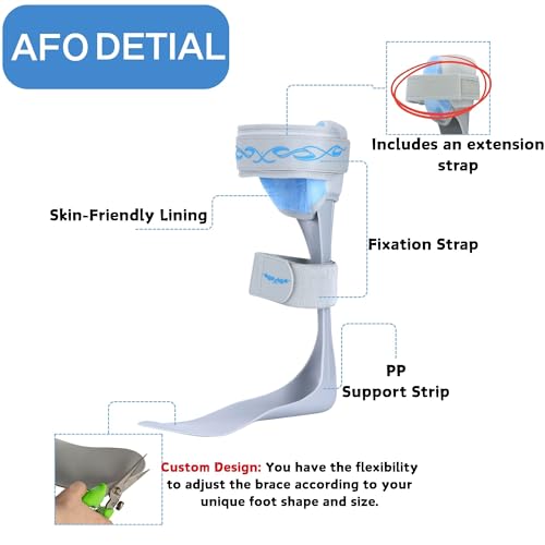 AFO Drop Foot Brace - Drop Foot Stabilizer Brace Foot Drop Brace with Stroke, MS, Hemiplegia, Drop Foot Support Shoes for Assist Walking Easier & Better (L-Left) L-Left