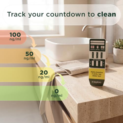 Exploro THC Drug Tests at Home - 3-Level 20/50/100 ng/mL Strips, 7 Pack 7 Count (Pack of 1)