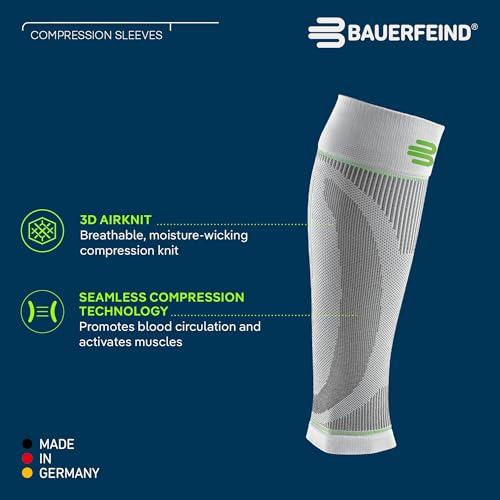 Bauerfeind Sports Compression Lower Leg Calf Sleeves (1 Pair) - Improved Circulation, Airknit Fabric Breathable, Washable Small/X-Long Rivera