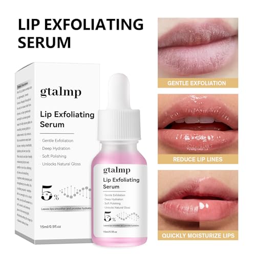 PHA 5% Exfoliating Lip Serum - Gentle Overnight Treatment for Dry, Flaky Lips, Hydrating Lip Exfoliator & Primer for Smoother, Softer & Plump-Looking Lips (1) 1