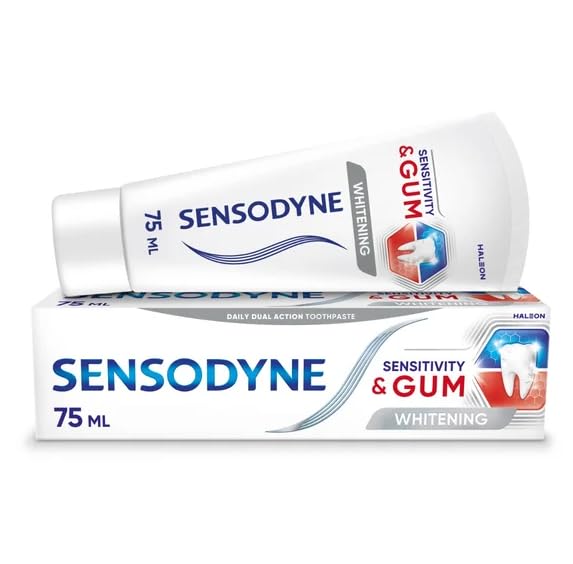 Sensodyne Sensitivity & Gum Whitening whitening Toothpaste for Tooth and Gum Protection Gently whitens Sensitive Teeth 75 ml Pack of 4
