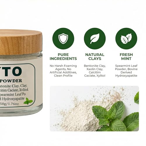 Myto Tooth Powder, RemineralizingHydroxyapatite Tooth Powder with Mint, Fluoride Free Mineral Tooth Cleaning Powder, 1.76 OZ Gentle Daily Oral Care (1pc) 1pc