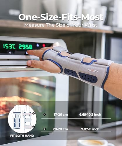 CURECARE Wrist Brace for Carpal Tunnel & Tendonitis, Firm Support Wrist Stabilizer, Adjustable, Breathable Wrist Immobilizer Left & Right Hand, One Size Fit Most (Navy) Navy