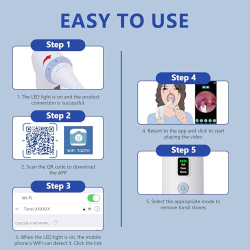 2026 Upgraded Electric Tonsil Stone Remover with 1080P Camera，Tonsil Stone Removal Kit with LED Light，900mAh Tonsil Stone Vacuum – Oral Care for Mouth Health & Painless Cleaning