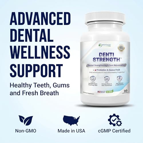 Denti Strength – Advanced Dental Wellness Chewable with Oral Probiotics, Xylitol and Guava Fruit – Supports Healthy Teeth, Gums and Fresh Breath – 30 Chewables