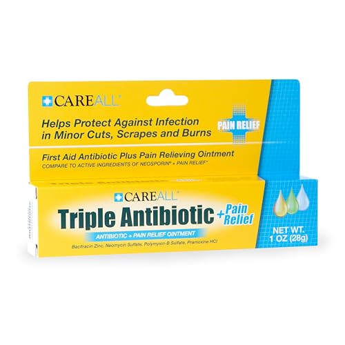 CareAll Triple Antibiotic Ointment + Pain Relief 1.0 oz, Dual Action First Aid for Minor Scrapes, Cuts, and Burns to Help Prevent Infection While Providing Maximum Strength Pain Relief. (Pack of 1)