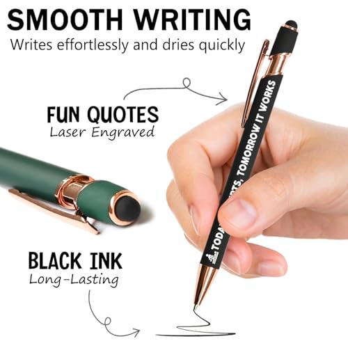 Physical Therapist Gifts, Physical Therapy Gifts, 5 Pack 2-in-1 Stylus Metal Ballpoint Pen, 1.0mm Black Ink (5 Extra Refills)